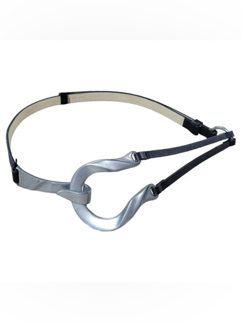 CHICOS Women's Leather Fashion Belt Black and Silver size S-M